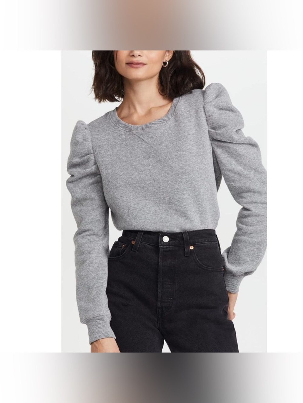 Rebecca Minkoff Janine Puffed Shoulder Grey Sweatshirt, XS